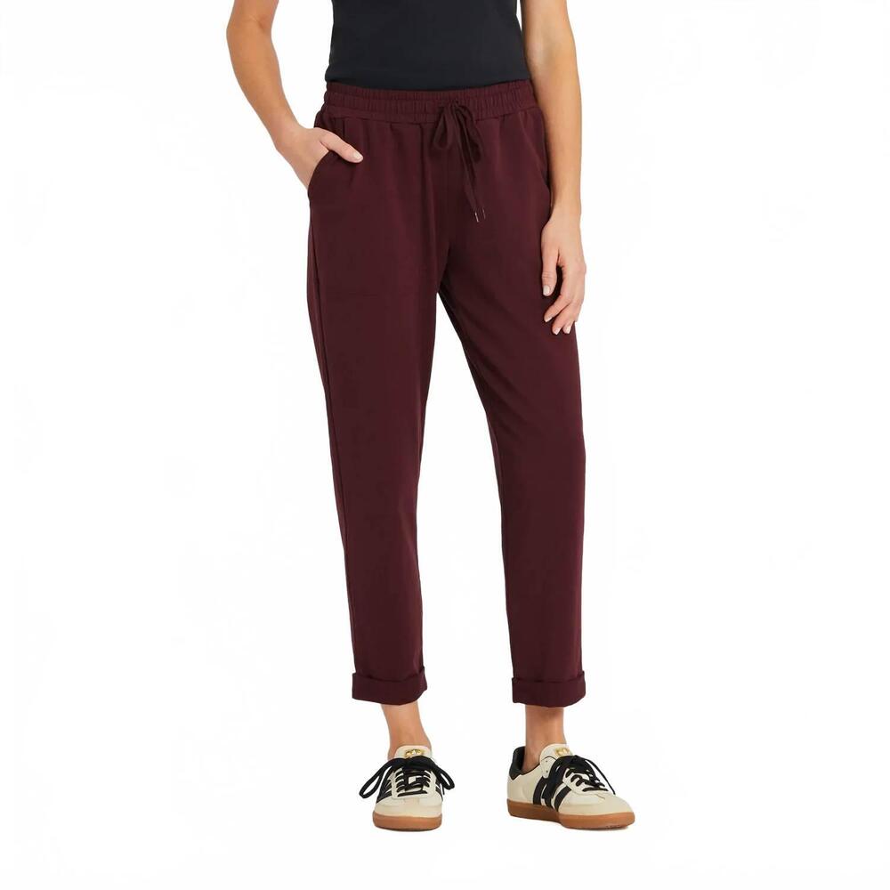 NEW LIFE IS GOOD crusher flex pant in deep burgundy